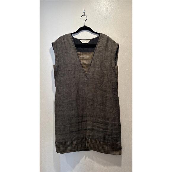 Maruca Novelo Women’s Brown Sleeveless Linen Dress Lagenlook Artsy Boho Vacation - Picture 1 of 10